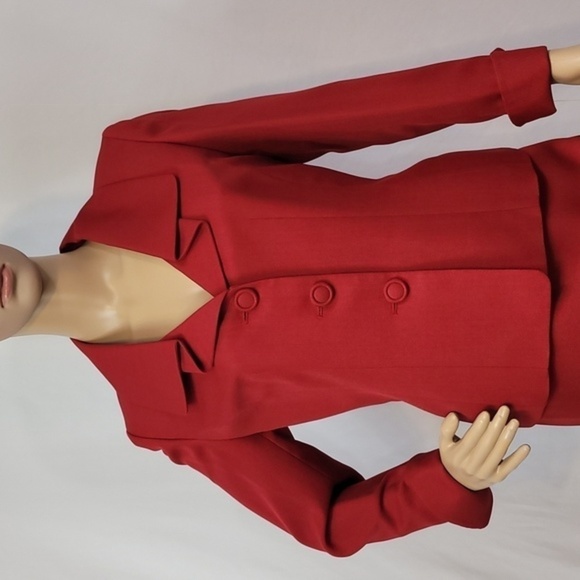 LE Suit Petite Crimson Crepe  2 Piece Skirt  And Blazer Suit - Picture 3 of 17